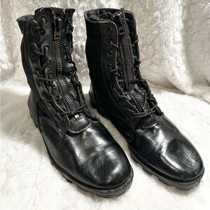 MENS SIZE 11W BLACK UNBRANDED FRONT ZIP & TIE BOOTS